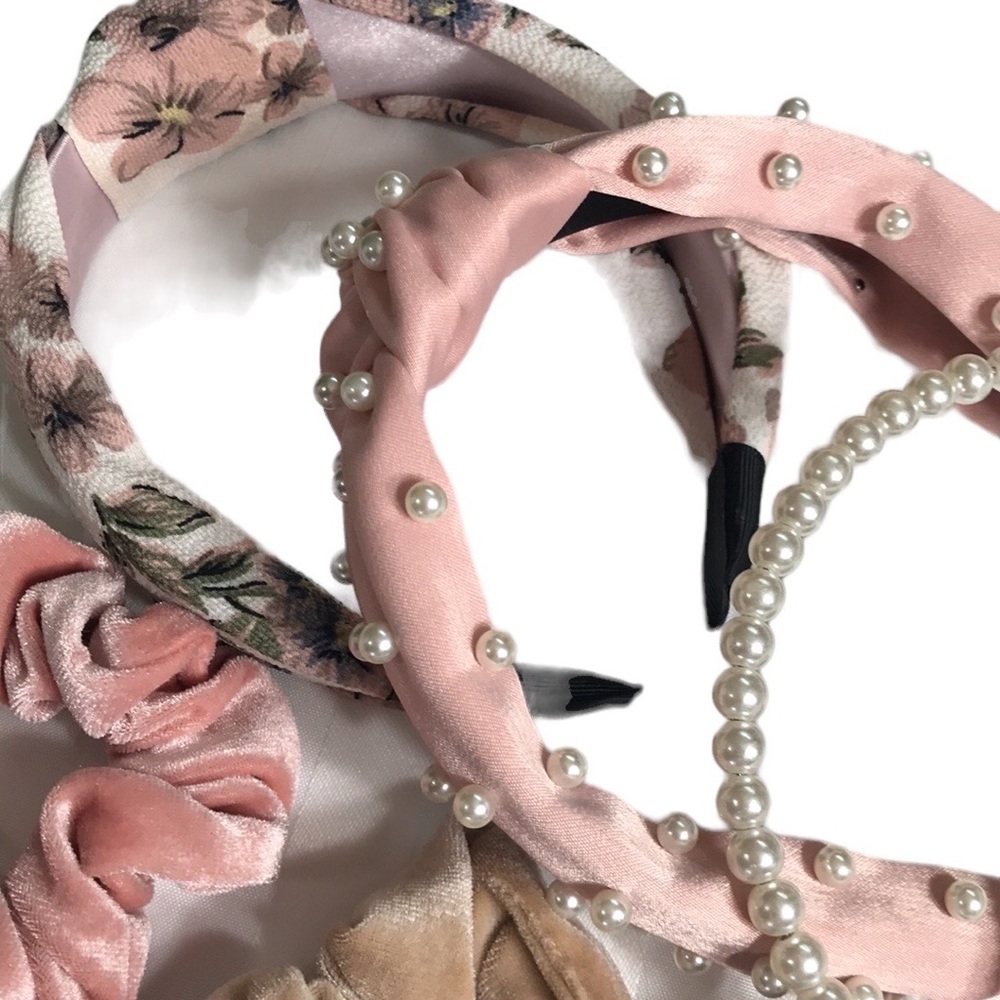 Headband Bundle Floral Pearls Velvet Scrunchies Bundle